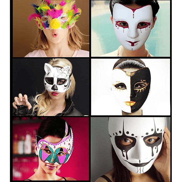 16PCS DIY Máscaras Blancas Papel Cosplay Sin Pintar Máscaras