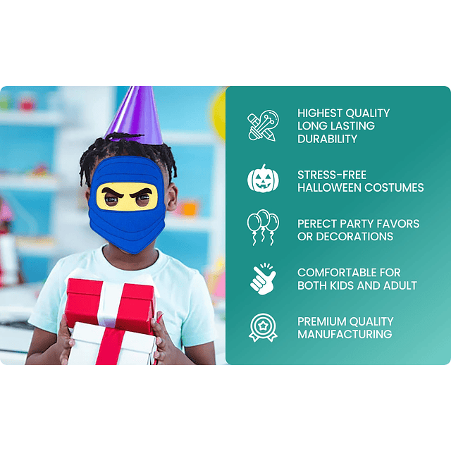 Máscaras de fieltro Ninja para niños para fiestas de cumplea