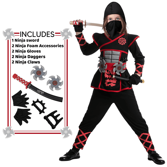 Disfraz de ninja de Halloween para niñas, disfraz de ninja p