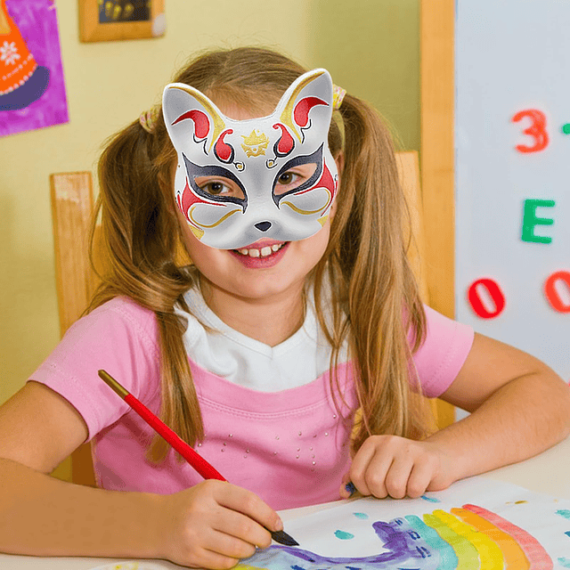 Máscara genérica de gato de papel peludo para pintar para ni