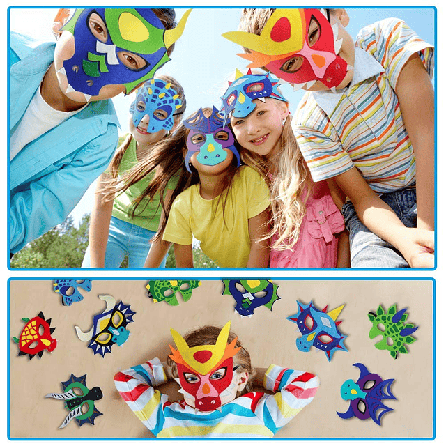 Máscaras de dragón de fieltro para niños y niñas, fiesta de