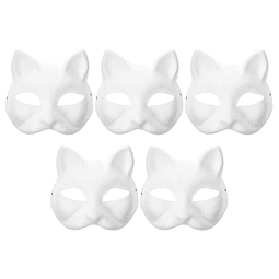 5 máscaras de gato en blanco, máscaras Therian, disfraz de j