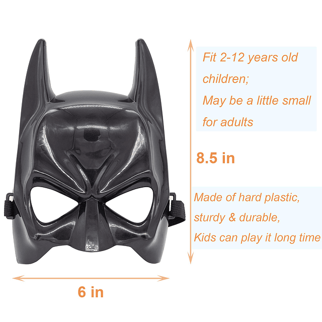 Máscara de Batman para niños, Disfraz de superhéroe para niñ