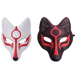 2 máscaras de zorro kitsune, máscara de gato, máscara japone