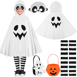 5 Piezas Disfraz de Fantasma Blanco de Halloween Poncho de F