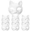 10 máscaras de gato para manualidades, máscara sin pintar, m