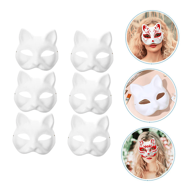 6 máscaras en blanco pintadas a mano, máscaras artesanales p