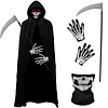 Juego de disfraces de Halloween Grim Reaper, 4 piezas de cap