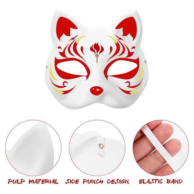 5 máscaras de gato lisas sin pintar, manualidades en blanco,