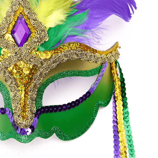 2 máscaras de Mardi Gras con plumas, máscara de carnaval, di