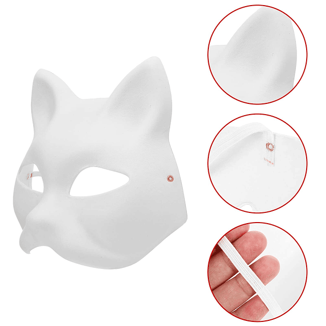 20 máscaras de gato blanco en blanco DIY máscara de Hallowee