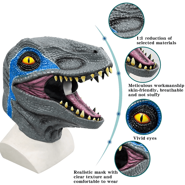 Máscara de Dinosaurio con Mandíbula Apertura Disfraz Gorro d