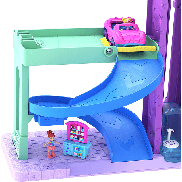 Playset con 3 micromuñecas, 1 coche de juguete, comida y acc