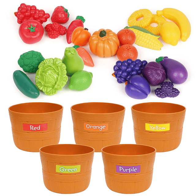 Juego de juguetes de comida para clasificar colores, 30 piez