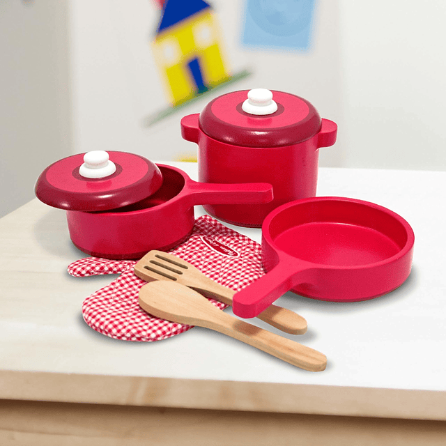 Deluxe Juego de accesorios de cocina de madera - Ollas y sar