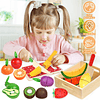 Comida de madera para niños, juego de frutas para cortar de