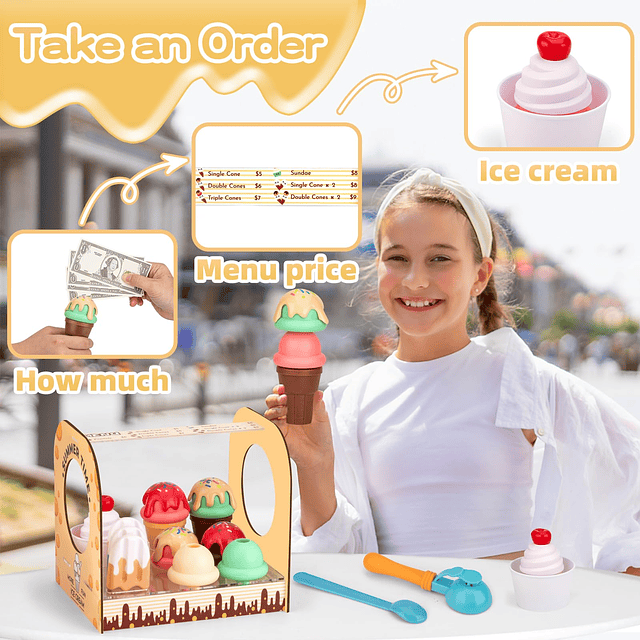 Juego de mostrador de helados para niños, juego de simulació