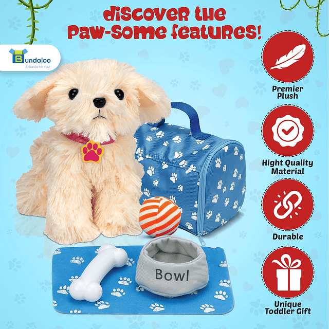 - Juego de cachorros de peluche y transportador para niños p