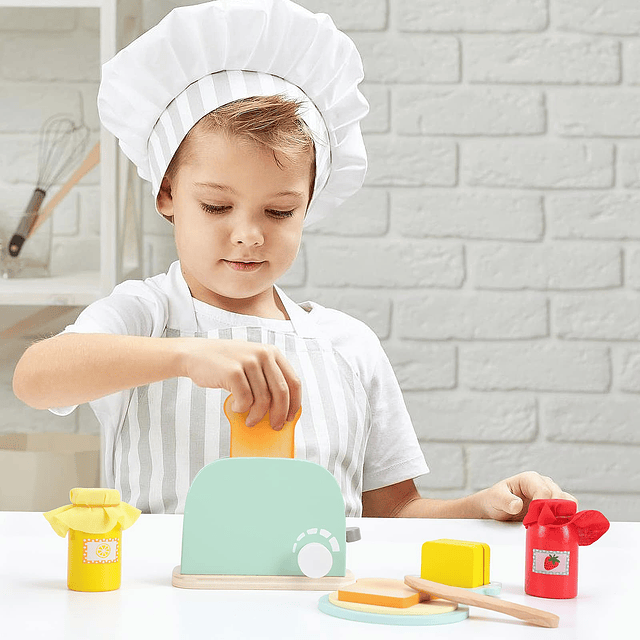 Juguetes de cocina de madera, tostadora emergente para niños