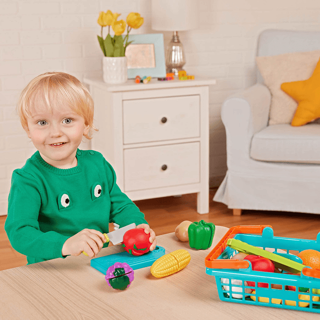 Play Food para niños pequeños con cesta de mercado de agricu