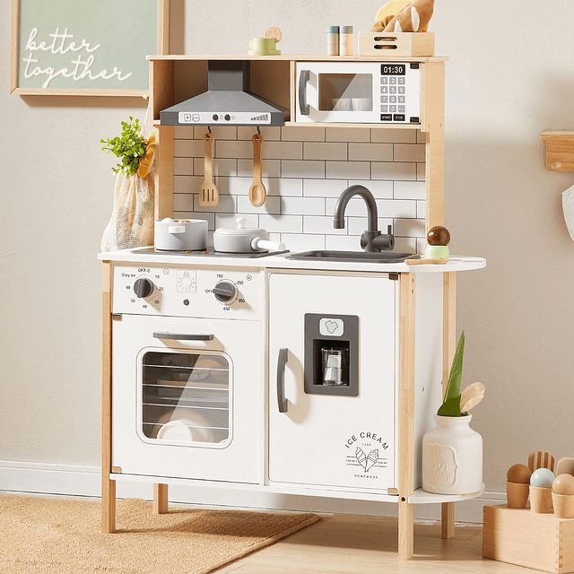 Play Kitchen para niños, juego de cocina de madera para niño