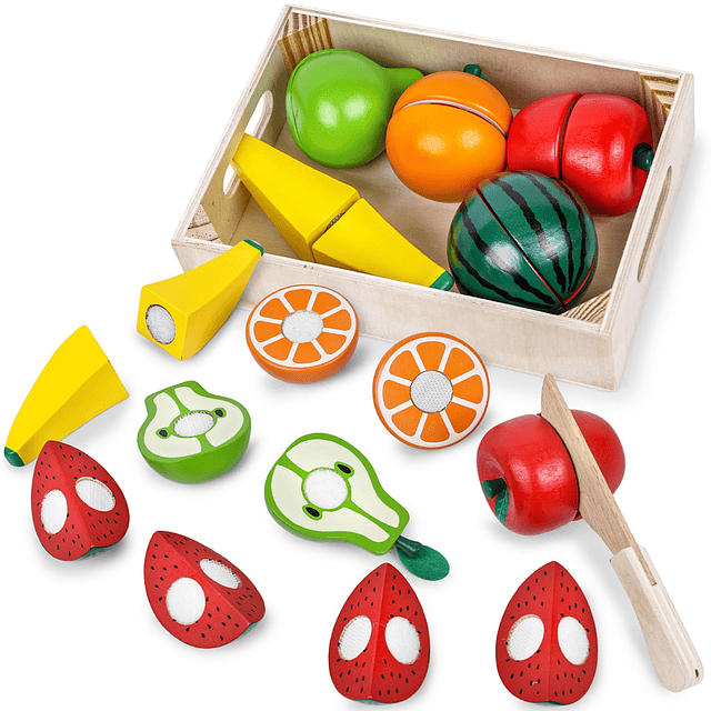 Juego de comida de madera para niños, juguetes Montessori, j