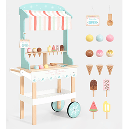 Carrito de helado de madera para niños, juego de simulación,