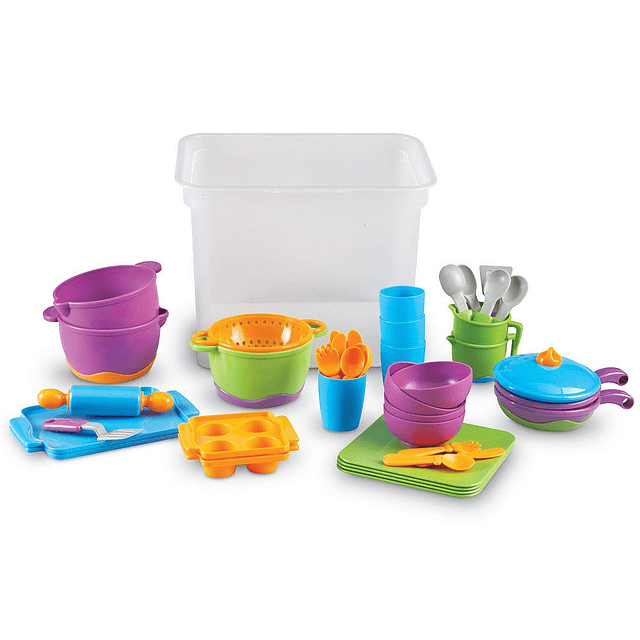 New Sprouts Juego de cocina para el aula, 45 piezas, edades