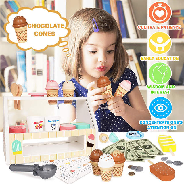 Juego de mostrador de helados para niños, Montessori, juego