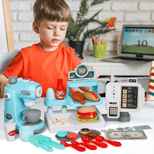 Junior Kids Maker Coffee Play Set y Donuts, para niñas y niñ