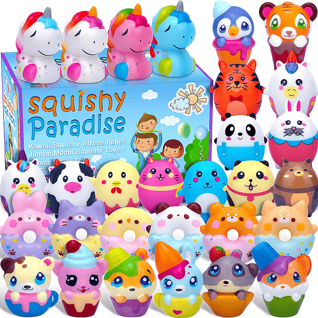 Paquete de 30 juguetes blandos Kawaii Squishies, animales Sq