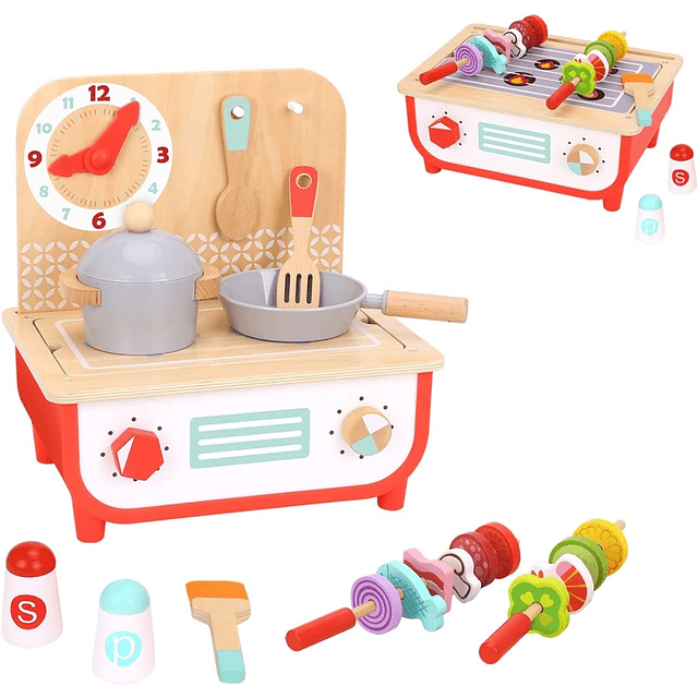 Juego de cocina de madera – 23 piezas – Juguete de cocina co