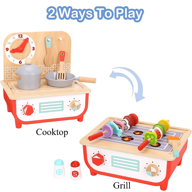 Juego de cocina de madera – 23 piezas – Juguete de cocina co