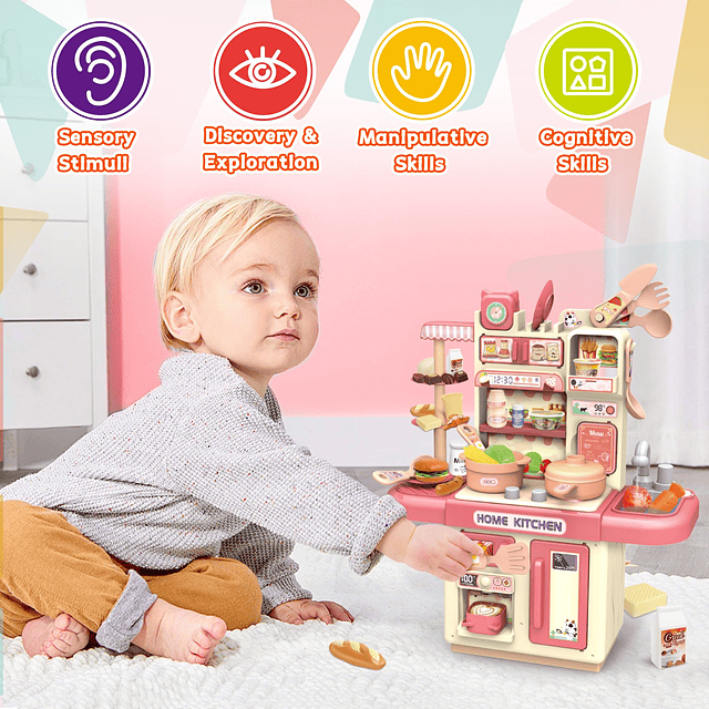 Mini casa de muñecas juego de cocina para niños, juguete de