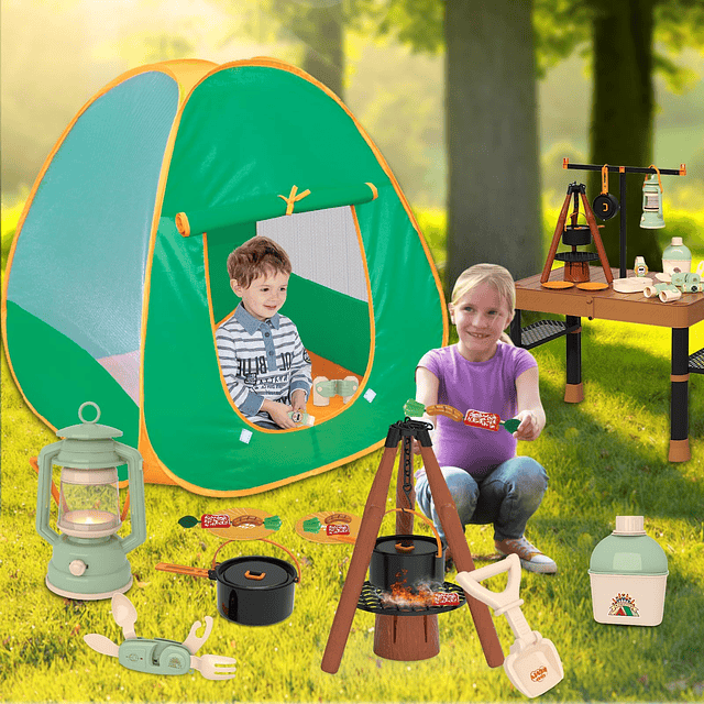 Juego de camping para niños de 50 piezas con mesa de almacen