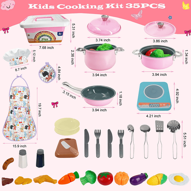 Accesorios de juguete de cocina para niños y juego de veteri