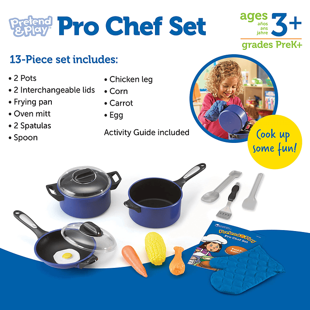 Pretend & Play Pro Chef Set, juguetes de cocina para niños,