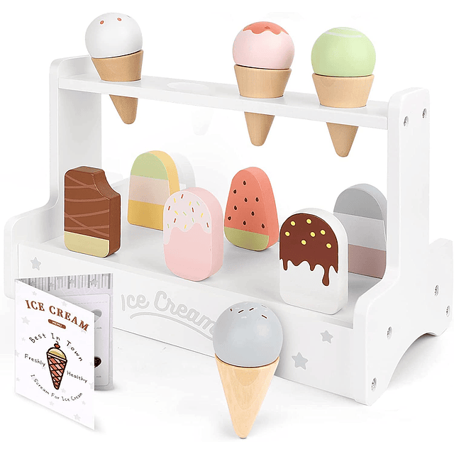 Ice Cream Juguetes para niñas pequeñas, juego de madera para