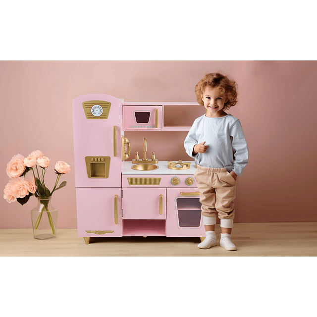 Juego de cocina para niños de 3 a 8 años, cocina de madera p