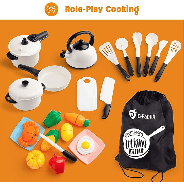 Juego de accesorios de cocina para niños, juego de ollas y s