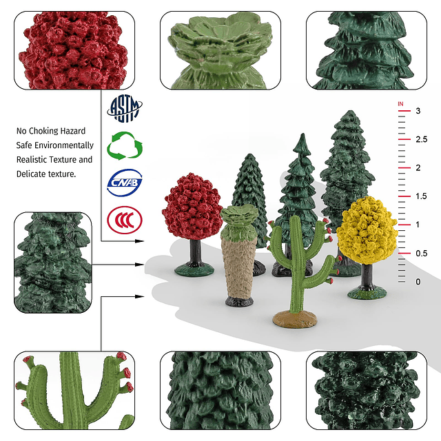 Juguetes de plástico realistas para árboles, juego de juguet