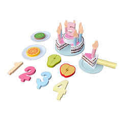 Juego de juguetes de madera para pastel de cumpleaños para n