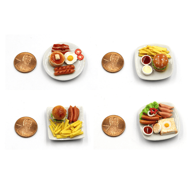 Juego de desayuno mixto de 10 surtidos: comida en miniatura,