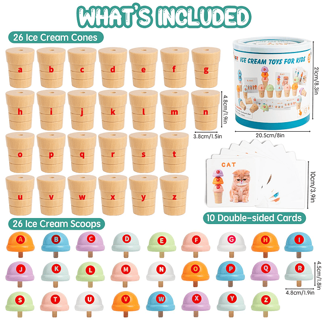 Helado de Madera Actividades de Aprendizaje Preescolar Juego