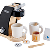 Juego de cocina de cafetera negra de madera con accesorios |