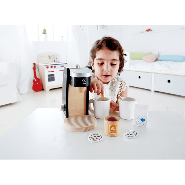 Juego de cocina de cafetera negra de madera con accesorios |