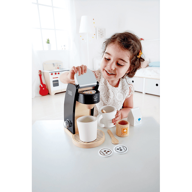 Juego de cocina de cafetera negra de madera con accesorios |