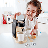 Juego de cocina de cafetera negra de madera con accesorios |