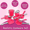 Pink Play Utensilios de cocina, juguetes, ollas y sartenes,