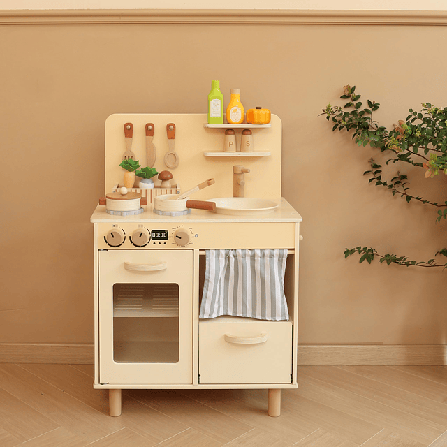 Play Kitchen para niños, juego de cocina clásico de madera c